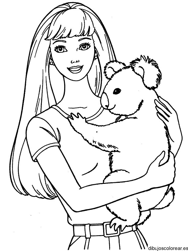 Barbie cargo oso para colorear