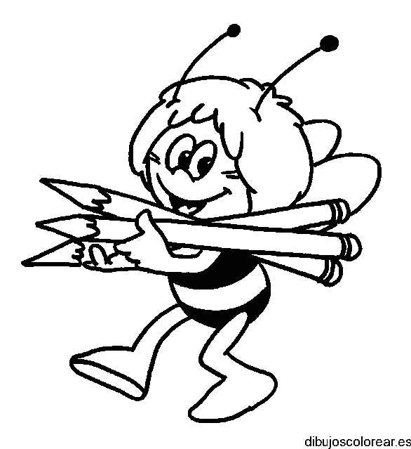 Dibujo abeja maya con lápices para colorear