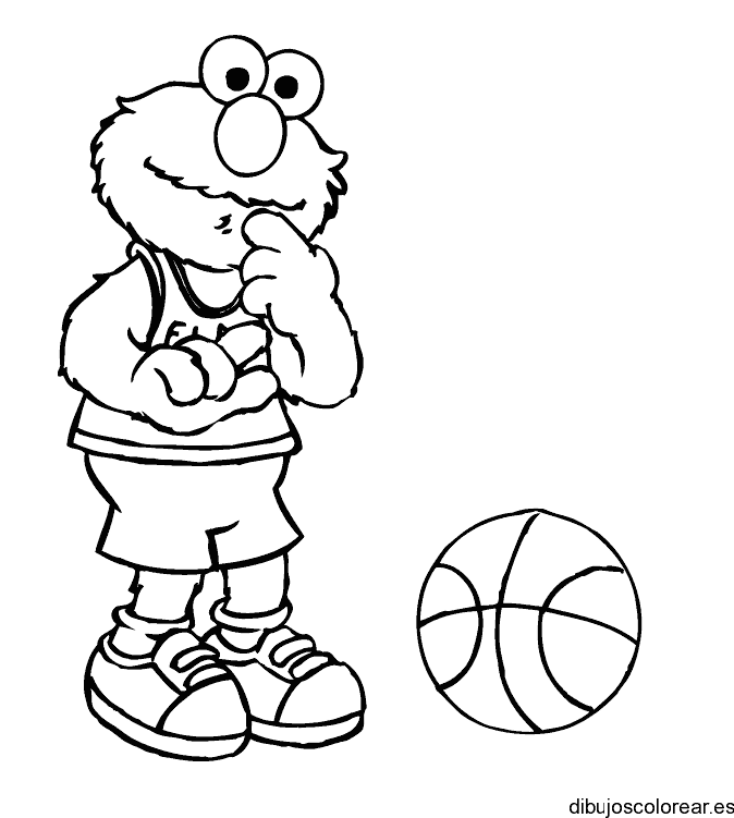 Dibujo Barrio Sésamo jugando basquet ball para colorear