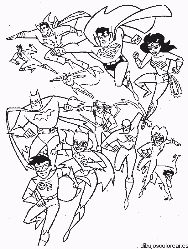 Dibujo con los superhéroes para colorear