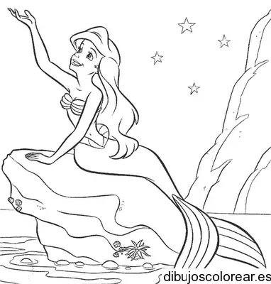 Dibujo de Ariel bajo las estrellas para colorear
