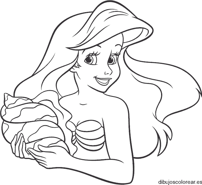 Dibujo de Ariel con un caracol para colorear