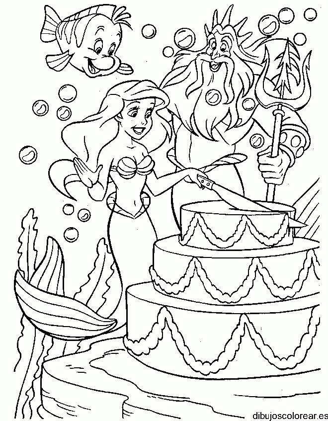 Dibujo de Ariel en su cumpleaños para colorear