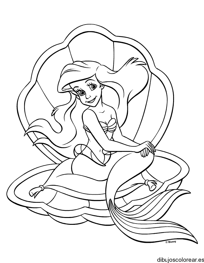 Dibujo de Ariel en su trono para colorear