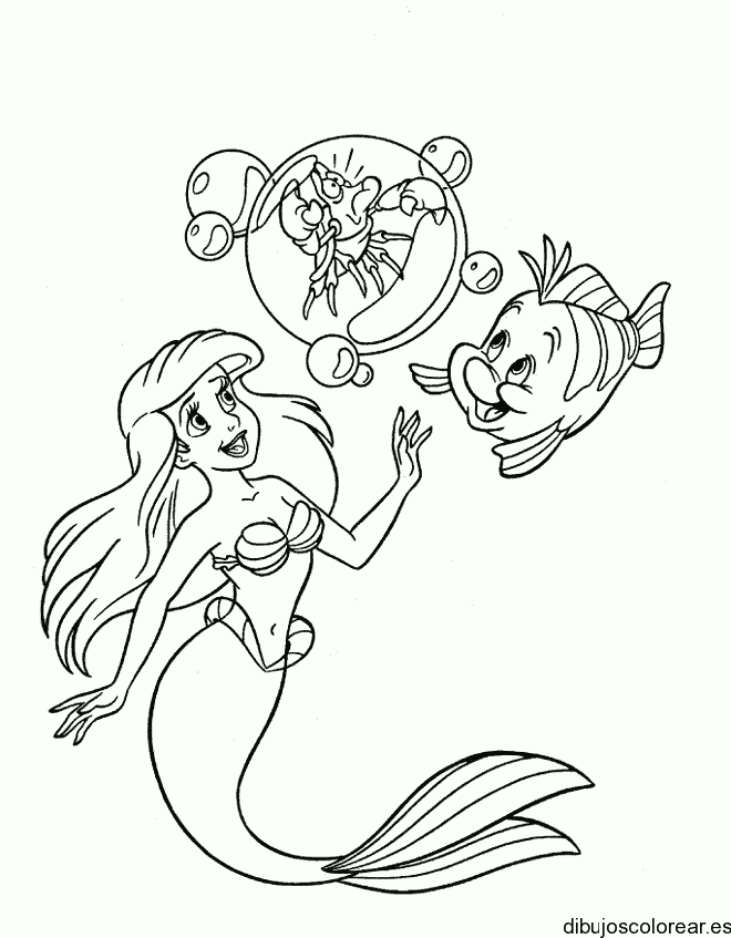 Dibujo de Ariel flotando para colorear