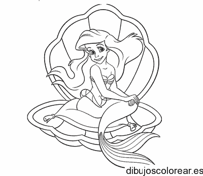 Dibujo de Ariel sobre el trono para colorear