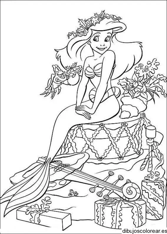 Dibujo de Ariel sobre un pastel para colorear