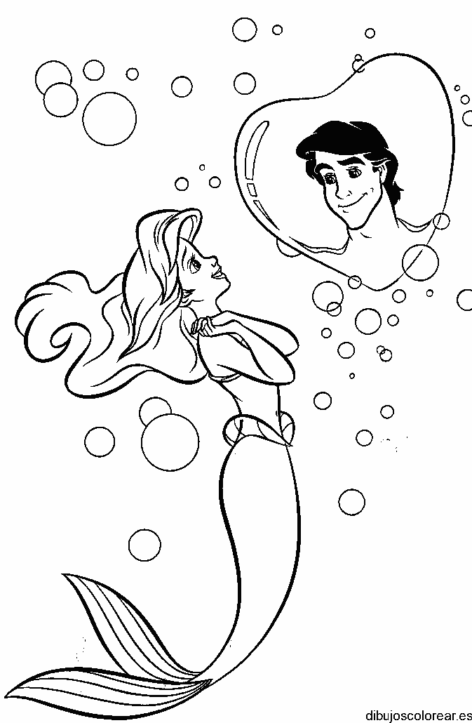 Dibujo de Ariel y su amado para colorear