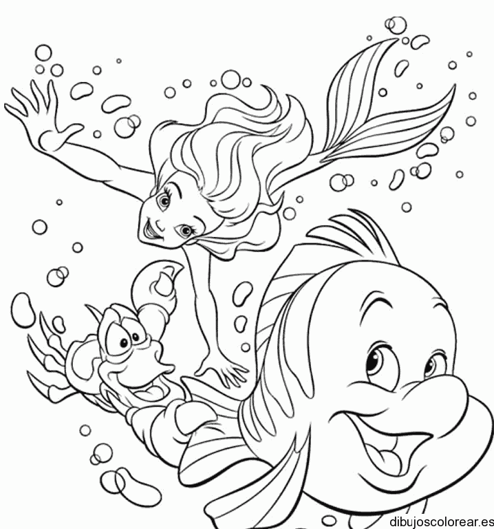 Dibujo de Ariel y sus amigos para colorear