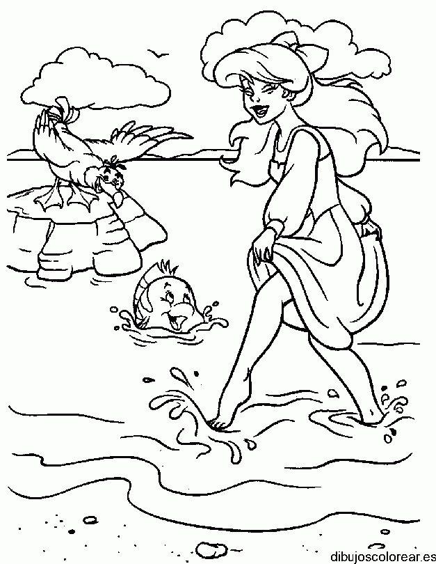 Dibujo de Ariel y sus amiguitos para colorear