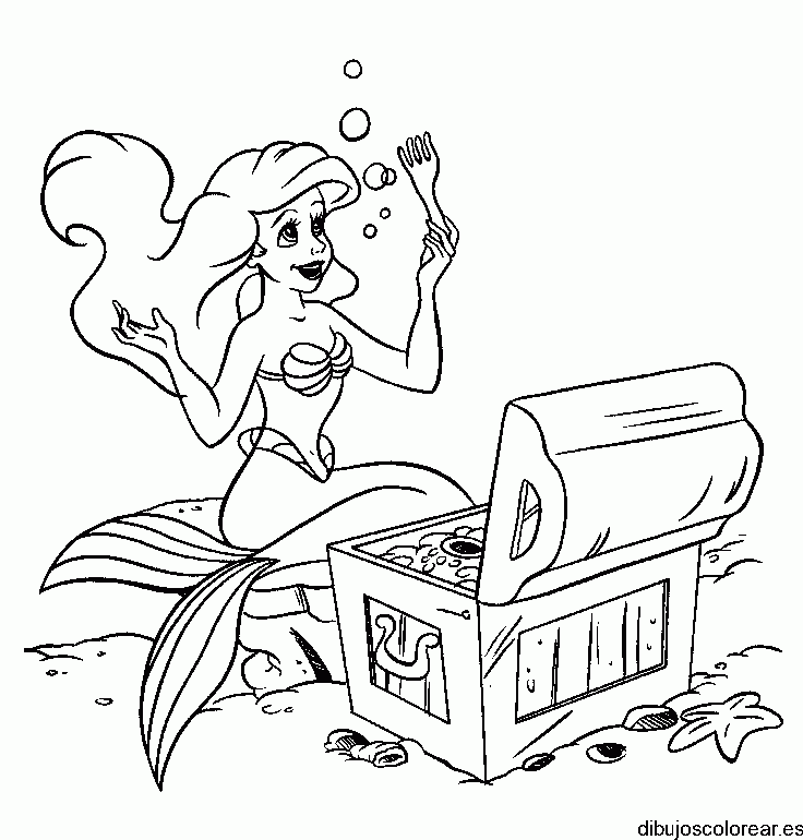 Dibujo de Ariel y un tesoro para colorear