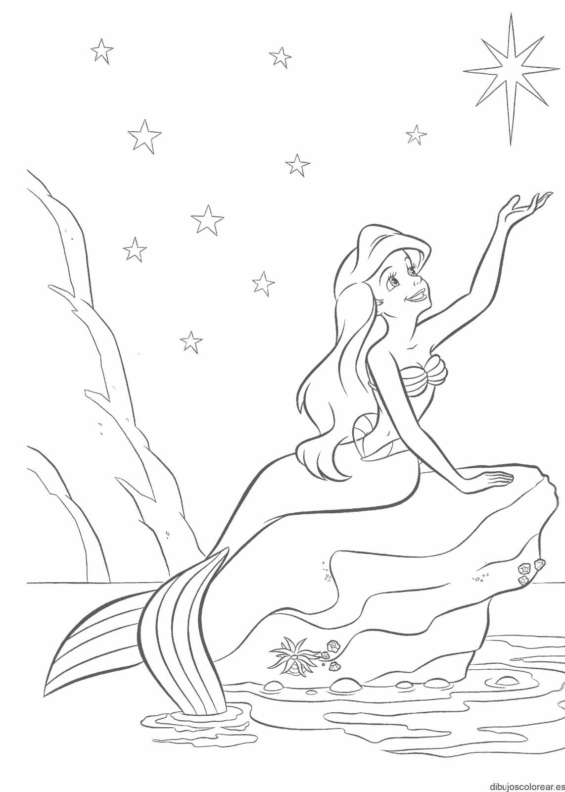Dibujo de Ariel y una estrella para colorear