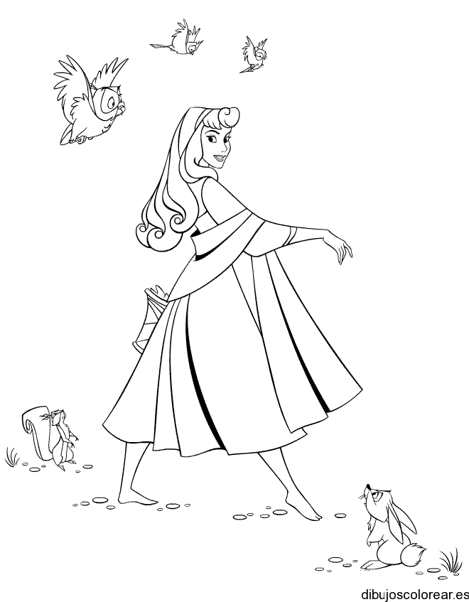 Dibujo de Aurora danzando para colorear
