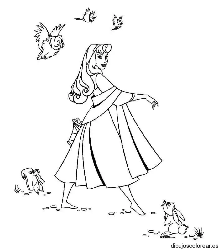 Dibujo de Aurora de paseo para colorear