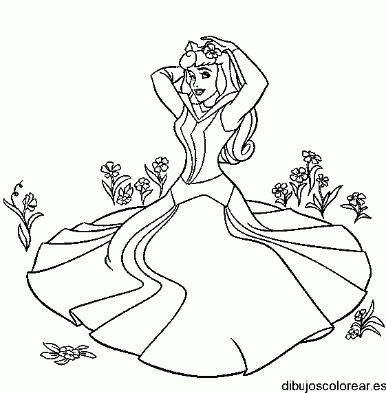 Dibujo de Aurora en el jardín para colorear