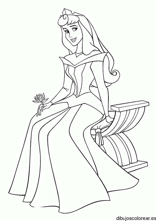 Dibujo de Aurora en una silla para colorear
