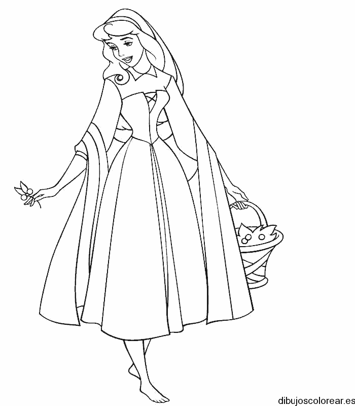 Dibujo de Aurora por el bosque para colorear