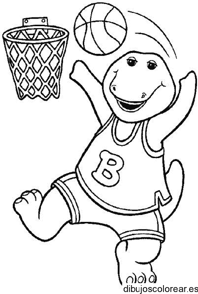 Dibujo de Barney jugando al basquet ball para colorear