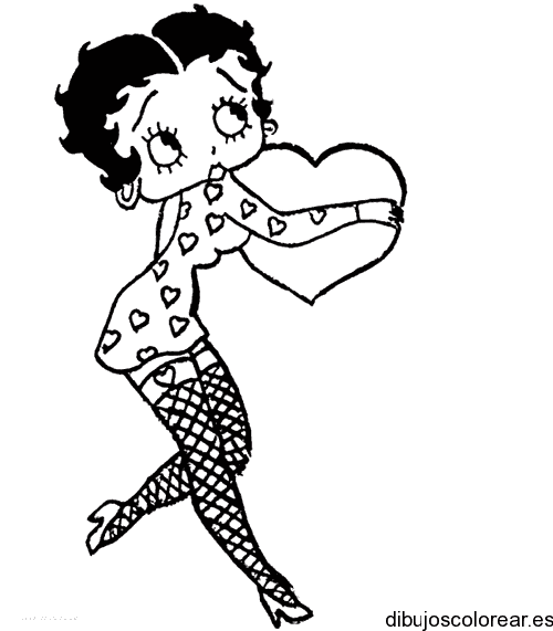 Dibujo de Betty Boop con un corazón para colorear
