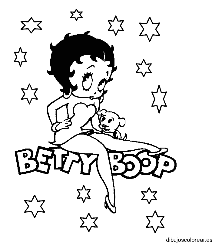 Dibujo de Betty Boop con un osito para colorear