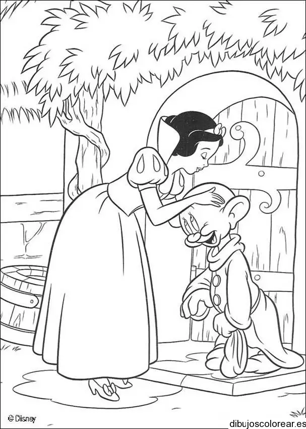 Dibujo de Blanca Nieves y Tontin para colorear