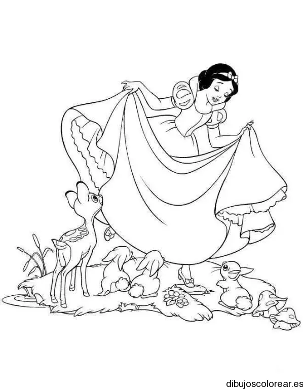 Dibujo de Blancanieves bailando para colorear