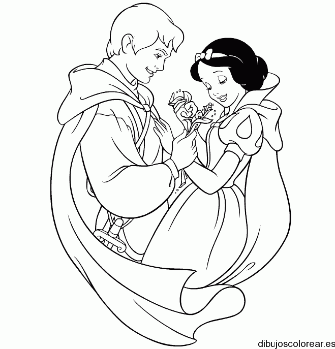 Dibujo de Blancanieves y el principe para colorear