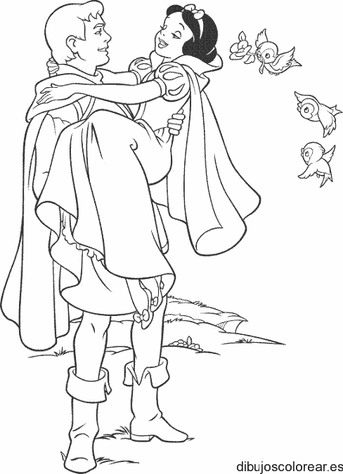 Dibujo de Blancanieves y el príncipe para colorear