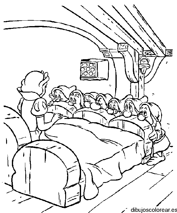 Dibujo de Blancanieves y los enanitos para colorear