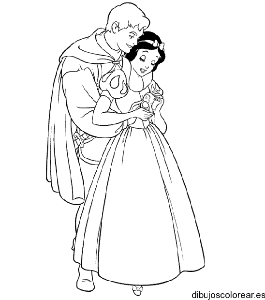 Dibujo de Blancanieves y su principe para colorear