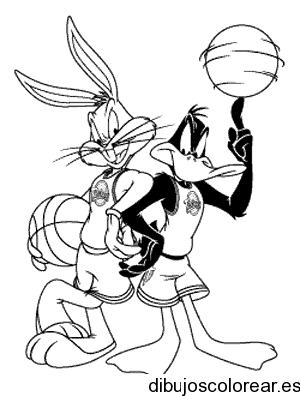 Dibujo de Bugs Bunny jugando basquet para colorear