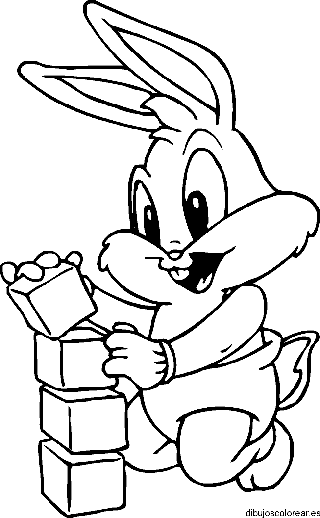 Dibujo de Bugs Bunny jugando lego para colorear