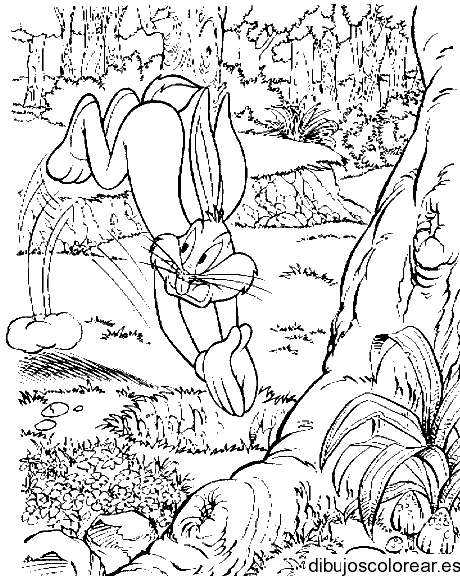Dibujo de Bugs Bunny saltando para colorear