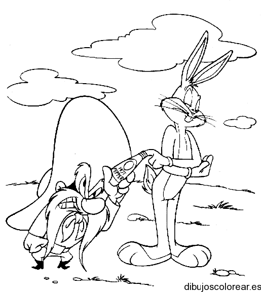 Dibujo de Bugs Bunny & Sam para colorear