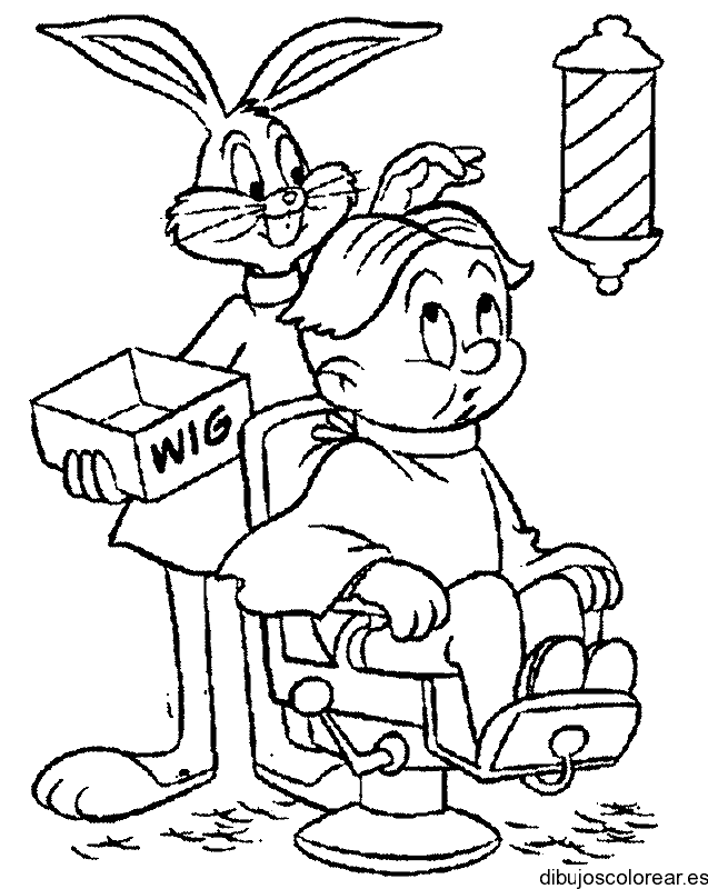 Dibujo de Bugs Bunny y Elmer para colorear