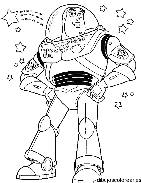 Dibujo de Buzz Lightyear con estrellas para colorear