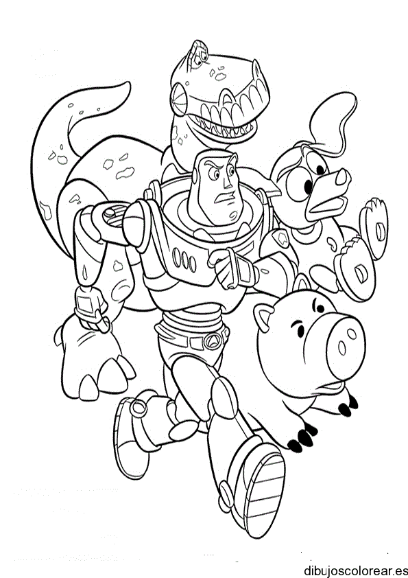 Dibujo de Buzz Lightyear y sus amigos para colorear