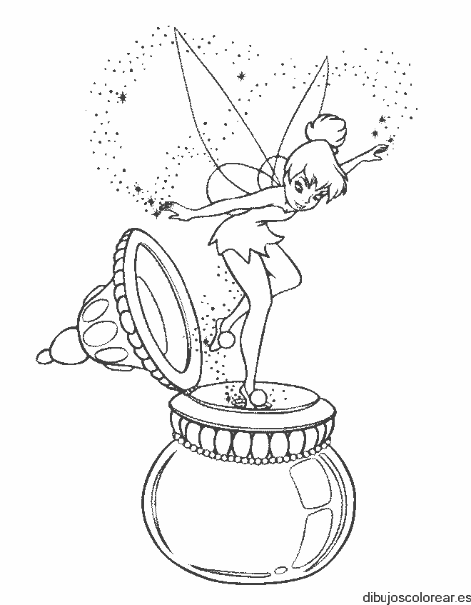 Dibujo de Campanilla y una vasija para colorear