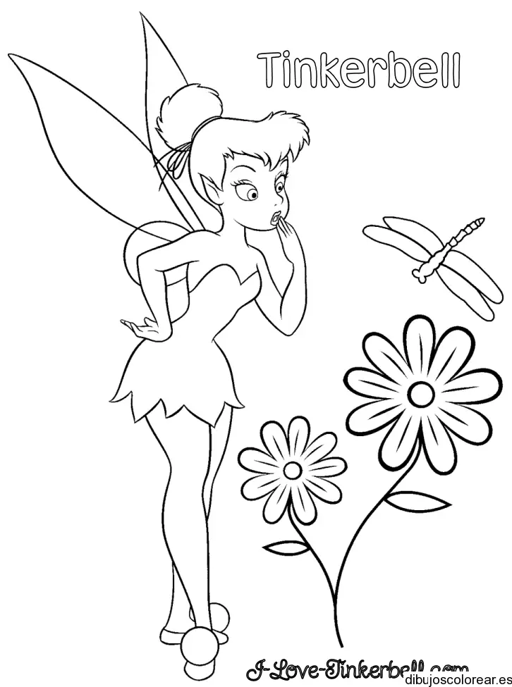 Dibujo de Campanita con libelula para colorear
