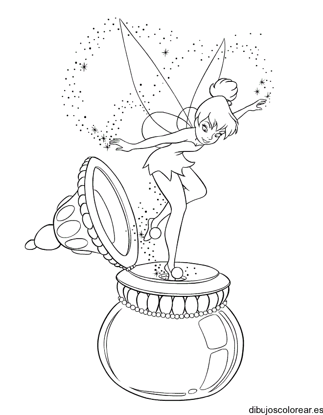 Dibujo de Campanita en un envase para colorear