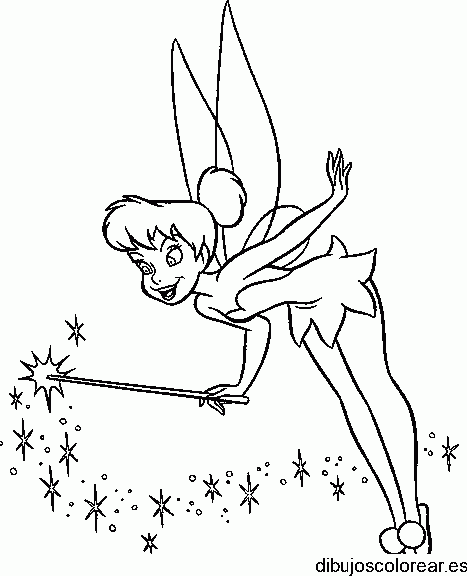 Dibujo de Campanita y una lluvia de estrellas para colorear