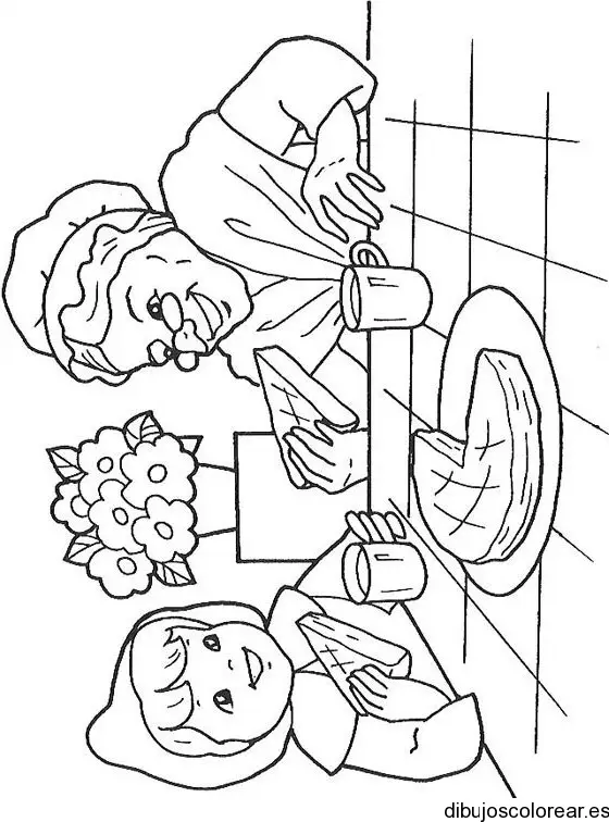 Dibujo de Caperucita Roja y su abuela para colorear