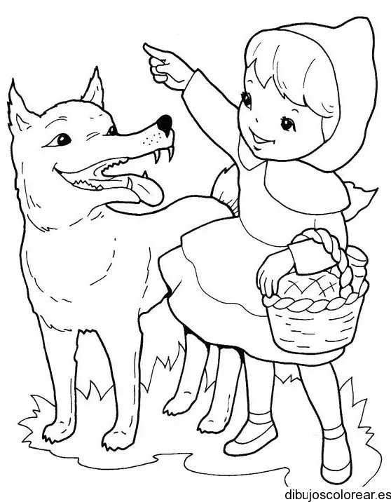 Dibujo de caperuza roja y el lobo para colorear
