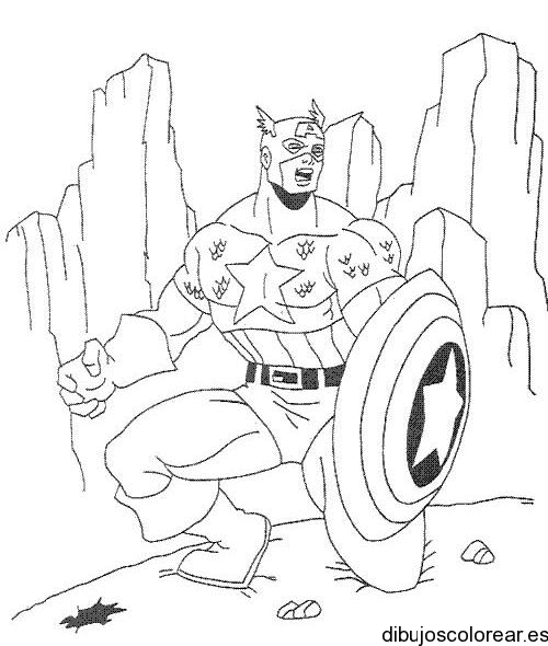 Dibujo de Capitán América de rodillas para colorear