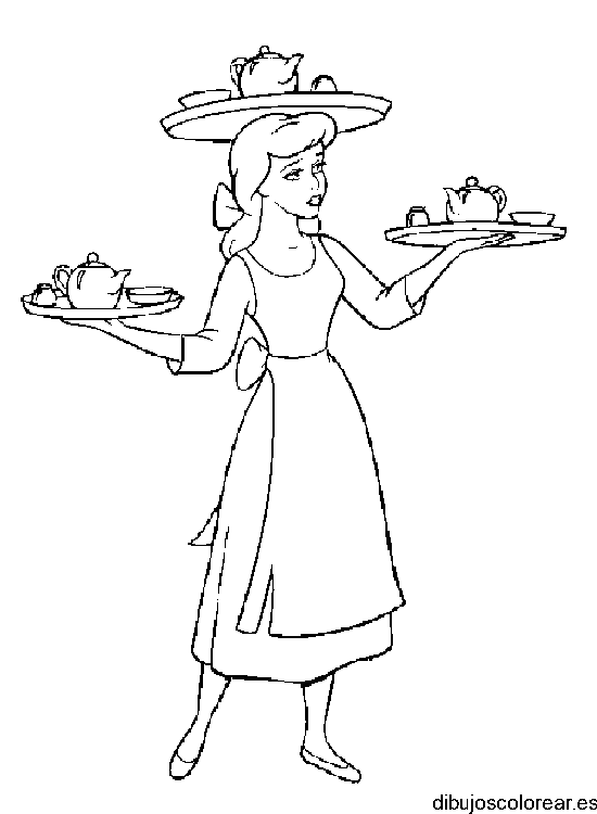 Dibujo de Cenicienta con un banquete para colorear