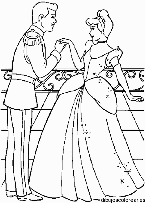 Dibujo de Cenicienta en el baile para colorear