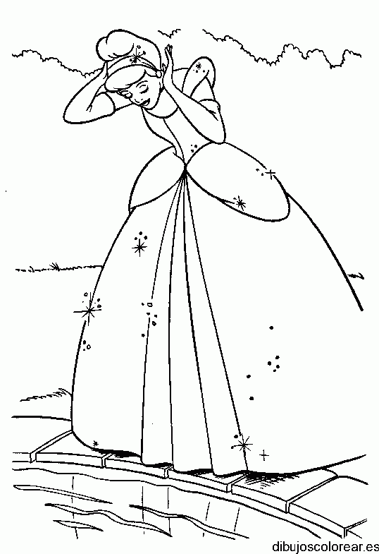 Dibujo de Cenicienta en un estanque para colorear
