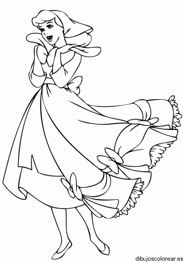 Dibujo de Cenicienta feliz para colorear