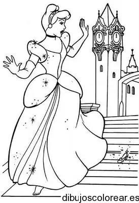 Dibujo de Cenicienta huyendo para colorear