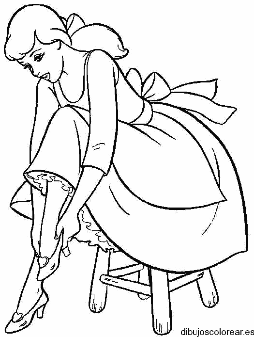 Dibujo de Cenicienta sentada para colorear